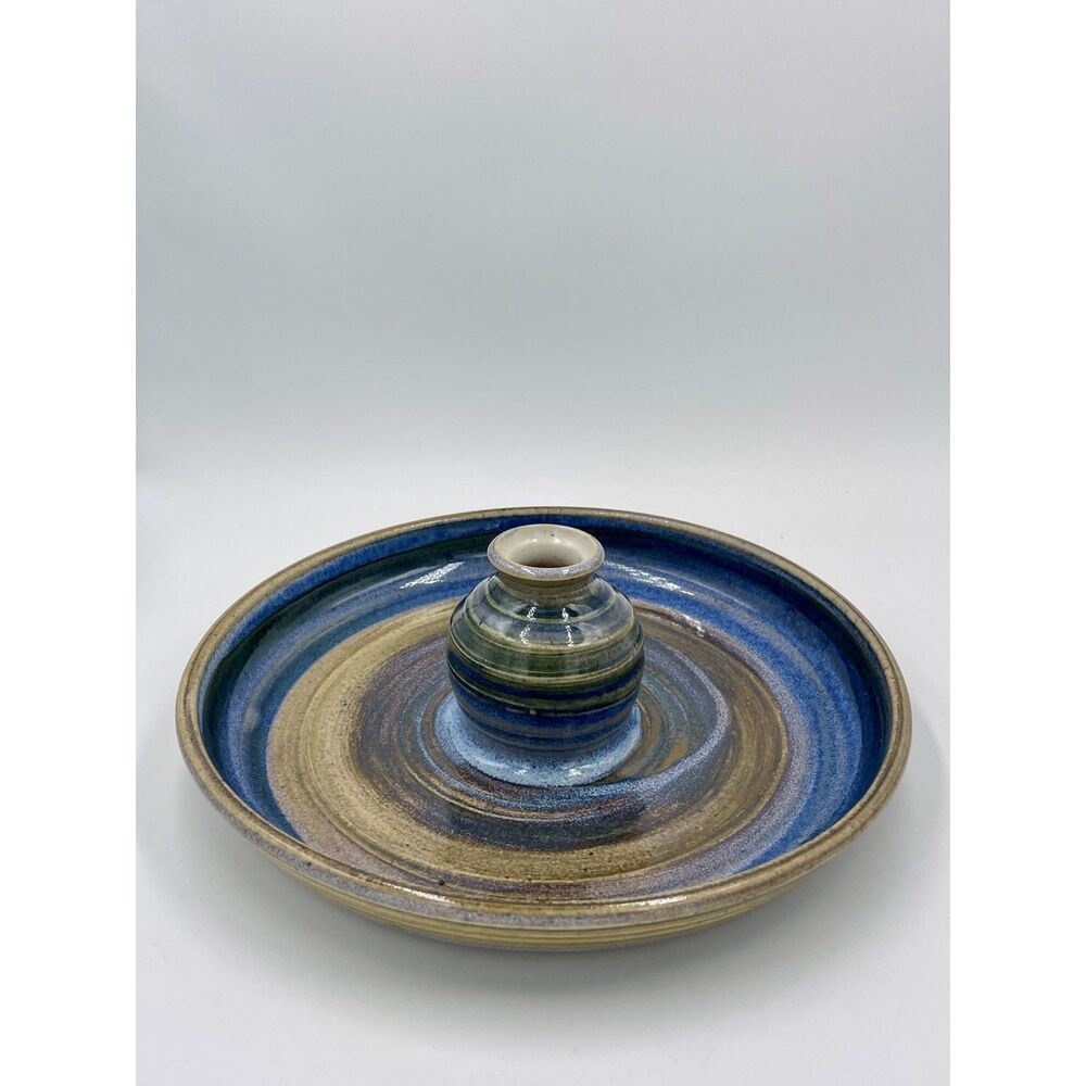 Handmade Pottery Rustic Studio Art Ceramic Platter Serving Dish Incense Holder